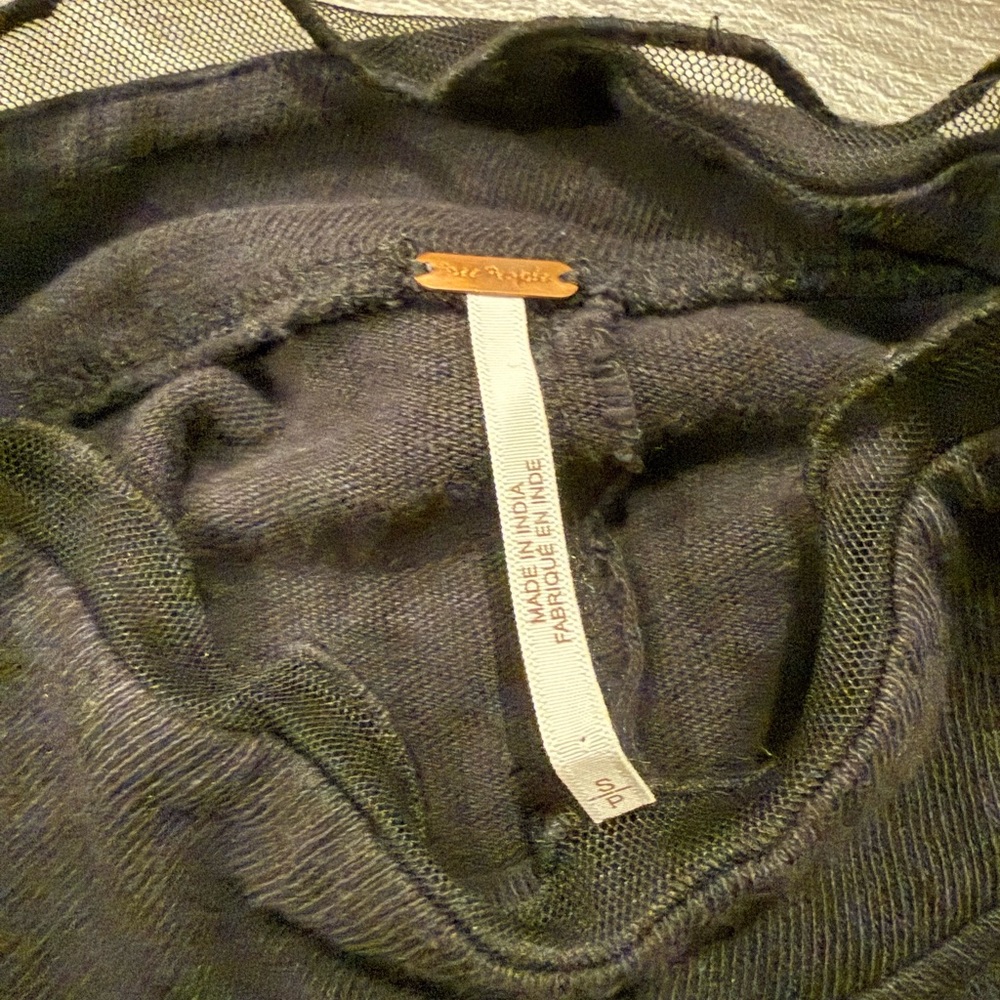 Free People Black Mock neck Long Sleeve Top with Lace Detail - Picture 2 of 5